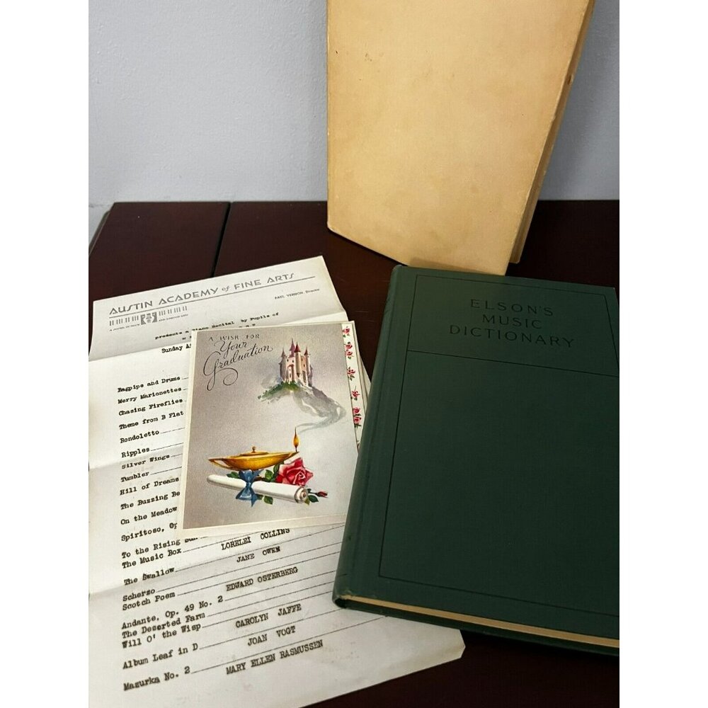 Antique Hardcover book - Elson Music Dictionary 1933 with Ephemera nice!